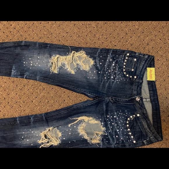 Low-Rise | Rhinestone | Ripped | Skinny Jeans - Picture 8 of 15